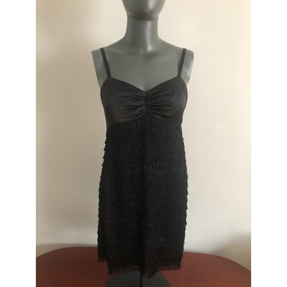 Kensie Dress Flapper Fringe‎ Size Small Black Wedding Cocktail Party Roaring 20s